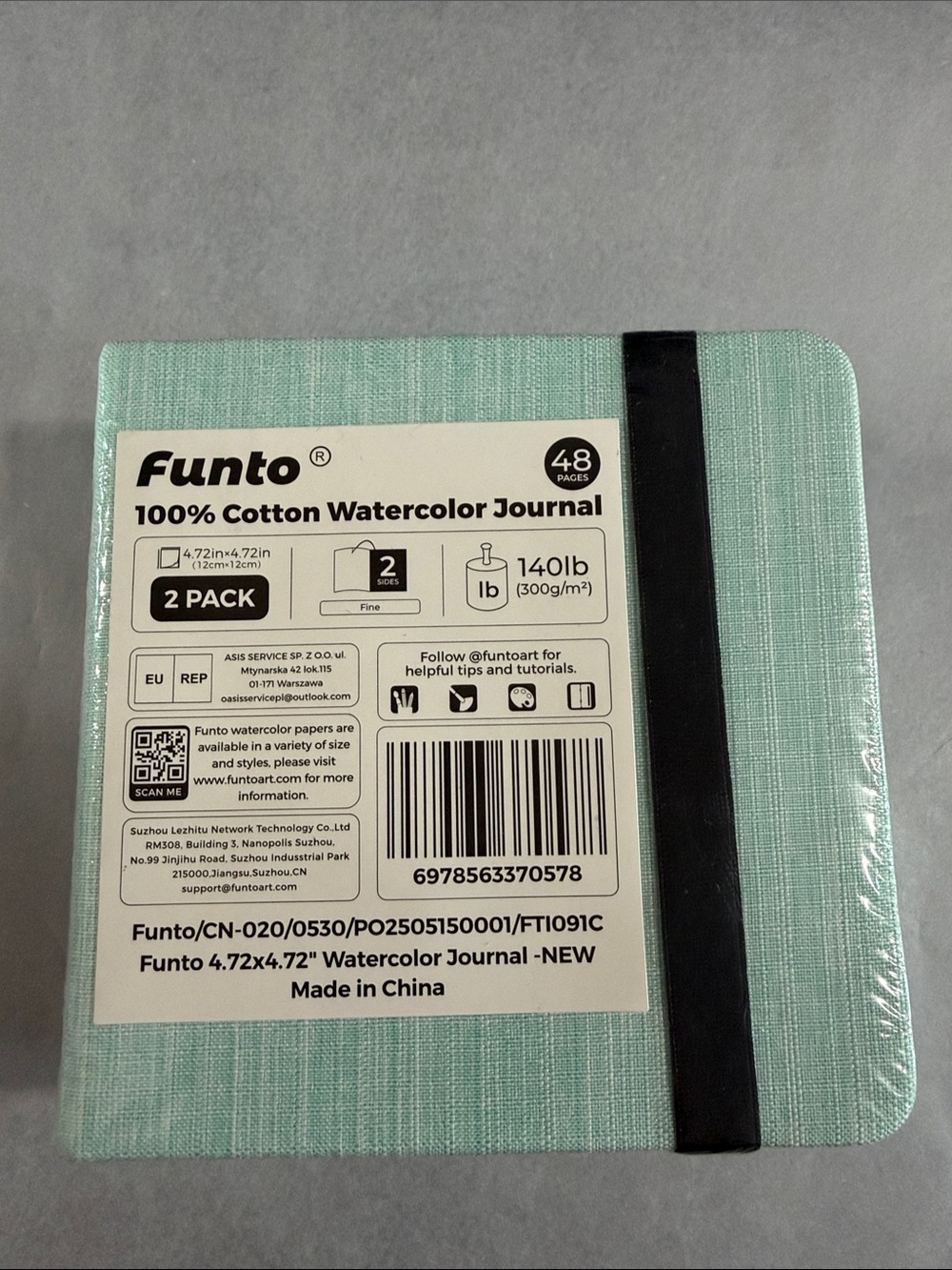 Mint Green 100% Cotton Watercolor Journal - 2 Pack